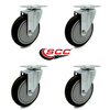 Service Caster 5 Inch Black Polyurethane Wheel Swivel Top Plate Caster Set SCC-20S514-PPUB-BLK-TP2-4